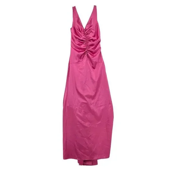 Vintage Jessica McClintock Evening Dress Women Size 8 Ruffled Barbie Pink  Sleeve